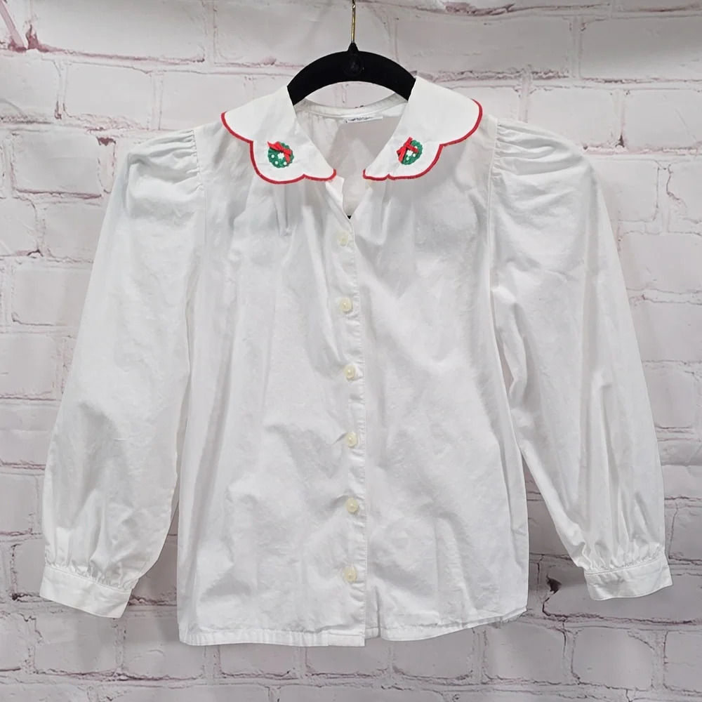 Hartstrings Girls Christmas Weath Long Sleeve Shirt